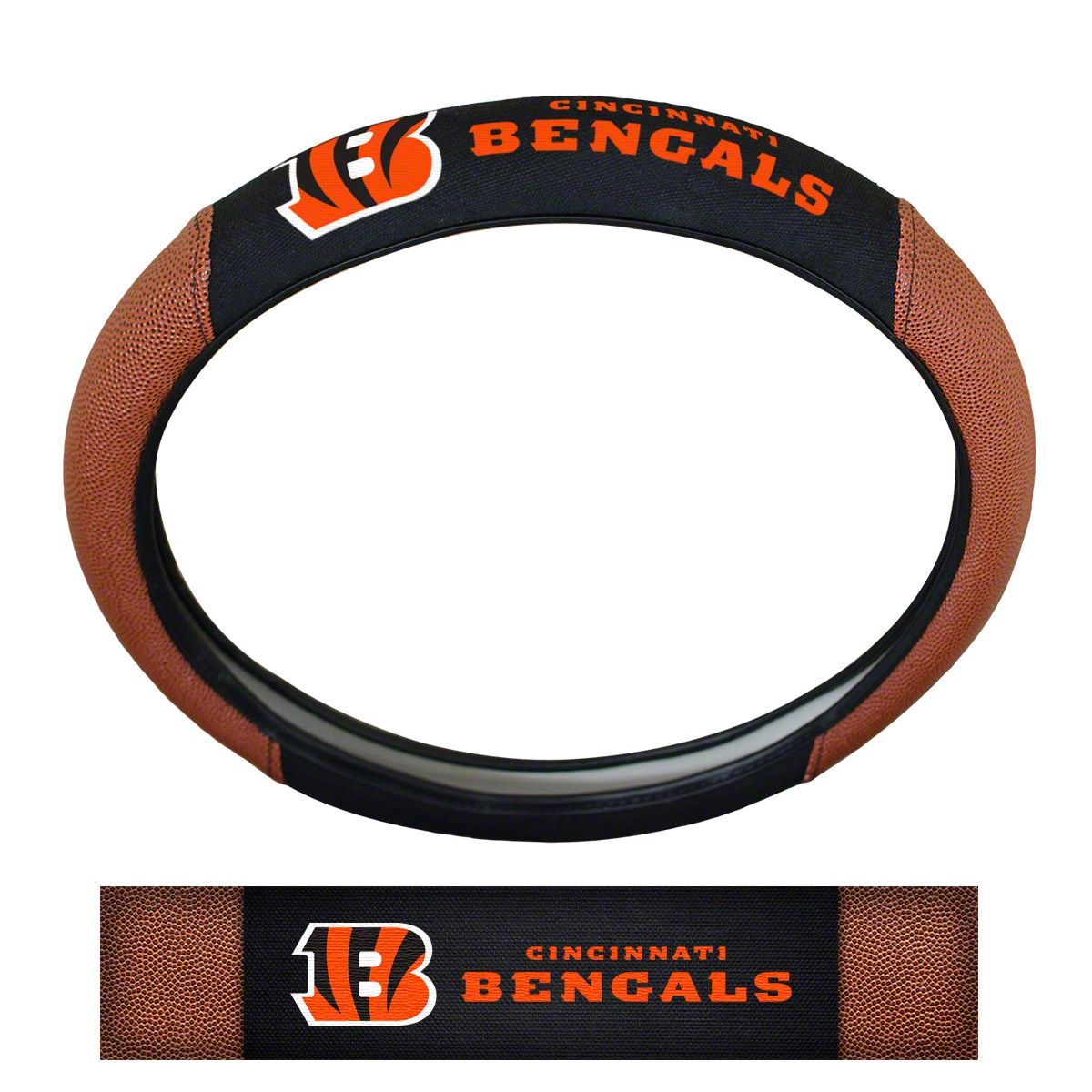 Challenger Grip Steering Wheel Cover With Cincinnati Bengals Logo Tan