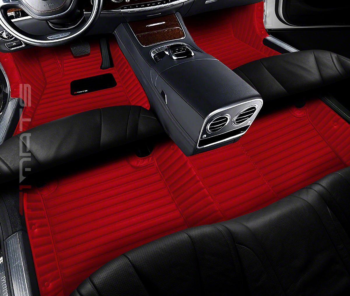 Mach E Single Layer Stripe Front And Rear Floor Mats Full Red 21 25