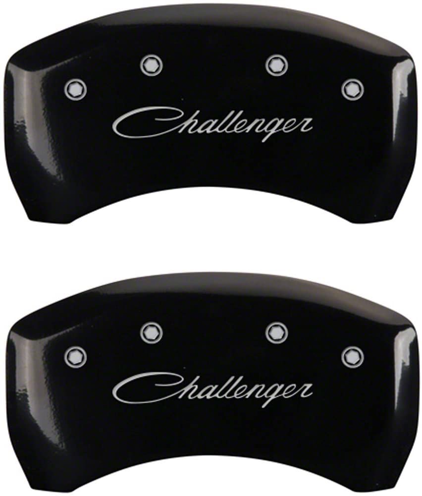 Mgp Charger Black Caliper Covers With Cursive Challenger Logo Front