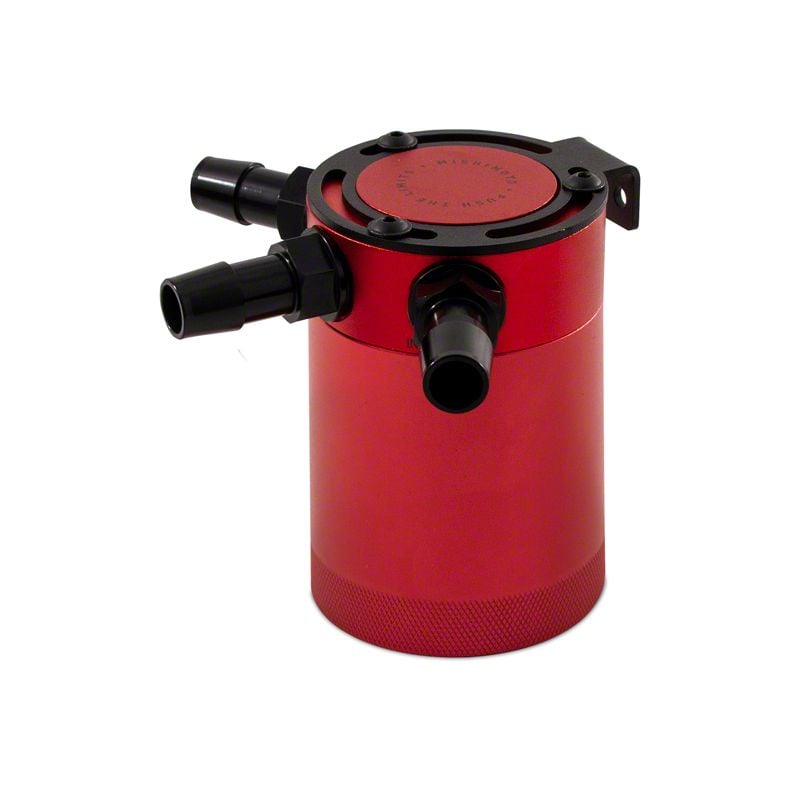 Mishimoto Mustang 3 Port Compact Baffled Oil Catch Can Red MMBCC CBTHR