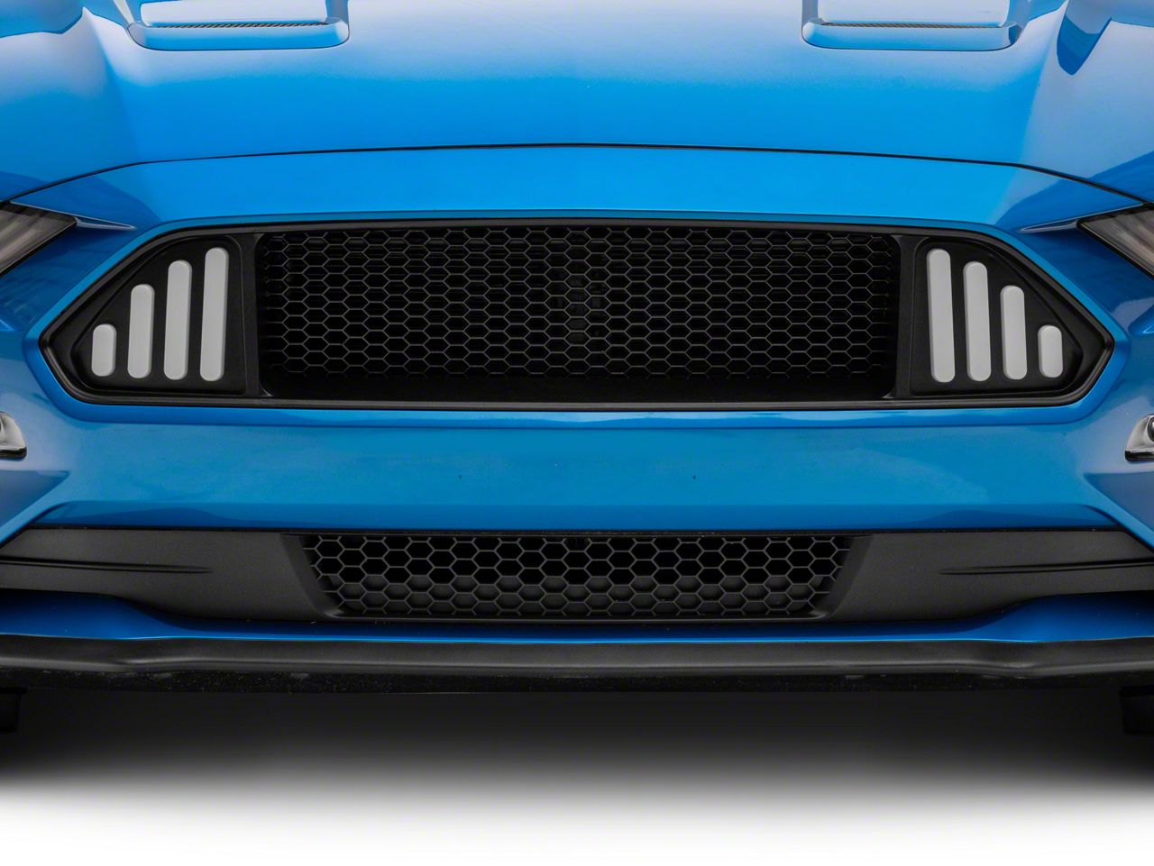 Mustang Badgeless Honeycomb Mesh Upper Grille With Led Drl Matte Black