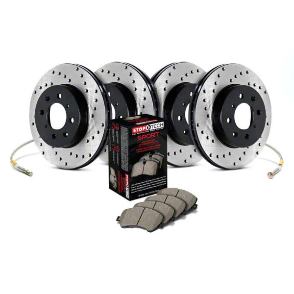 Stoptech Challenger Sport Axle Drilled Brake Rotor And Pad Kit Front