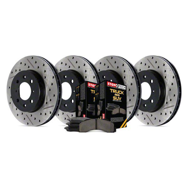 StopTech Challenger Truck Axle Slotted And Drilled Brake Rotor And Pad