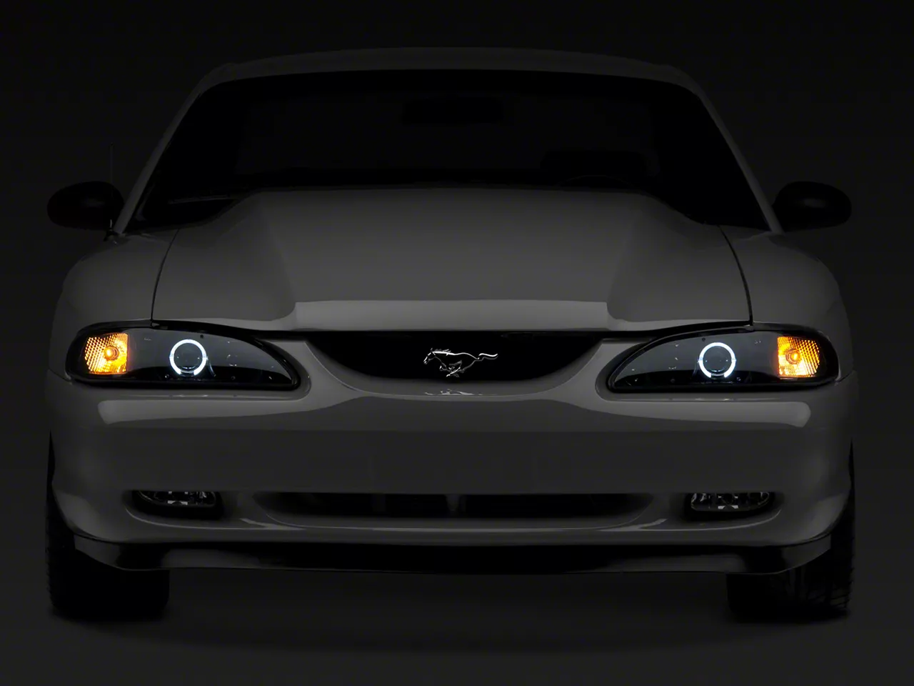 Raxiom Mustang LED Halo Projector Headlights; Black Housing