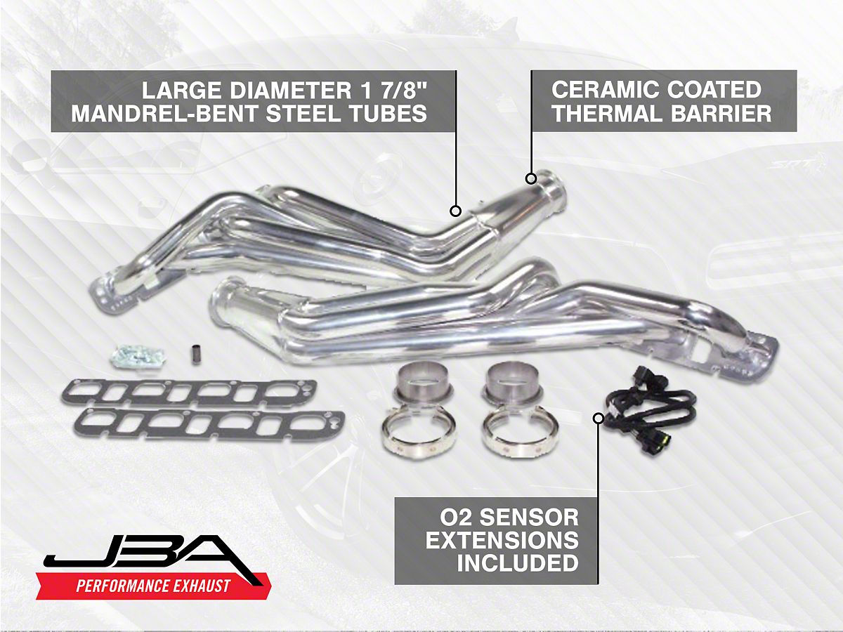 JBA 1-7/8-Inch Long Tube Headers; Silver Ceramic (08-23 V8 HEMI Challenger)