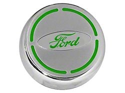 Engine Cap Covers with Ford Oval; Green Carbon Fiber Inlay (15-17 Mustang)