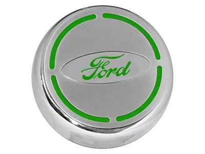 Engine Cap Covers with Ford Oval; Green Carbon Fiber Inlay (15-17 Mustang)