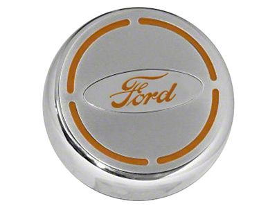 Engine Cap Covers with Ford Oval; Orange Carbon Fiber Inlay (15-17 Mustang)