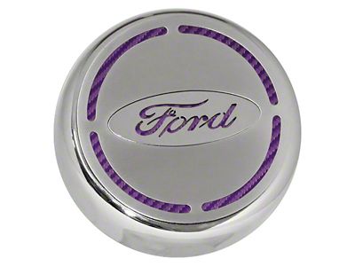Engine Cap Covers with Ford Oval; Purple Carbon Fiber Inlay (15-17 Mustang)