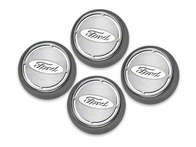 Engine Cap Covers with Ford Oval; White Carbon Fiber Inlay (15-17 Mustang)