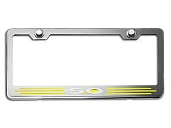 License Plate Frame with 5.0 Logo; Yellow Inlay Solid (Universal; Some Adaptation May Be Required)