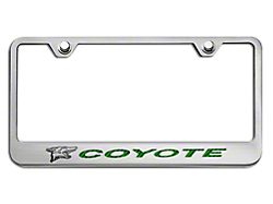 License Plate Frame with Coyote Logo; Green Carbon Fiber Inlay (Universal; Some Adaptation May Be Required)