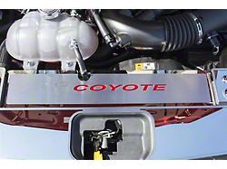 Polished Coyote Radiator Cover Vanity Plate; Ford Blue Inlay Solid (15-17 Mustang GT, EcoBoost, V6)