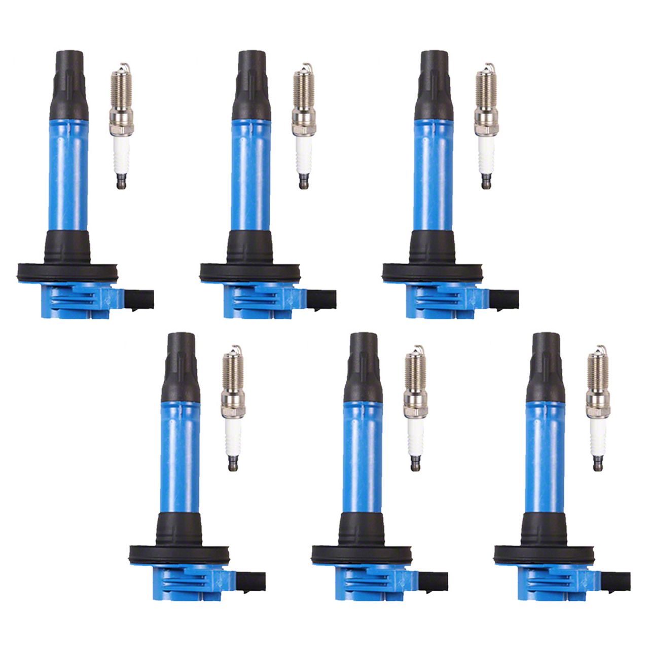 Mustang Ignition Coils; Blue; Set of Six (11-16 Mustang V6) - Free Shipping