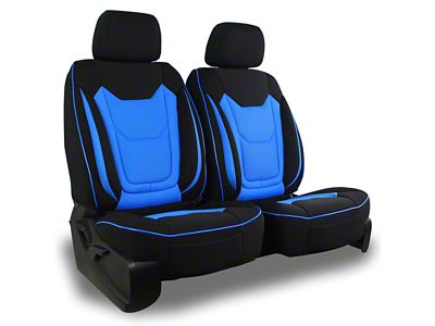 Aegis Cover Airmesh Low Back Bucket Seat Covers with Memory Foam Booster; Black/Blue (08-23 Challenger)