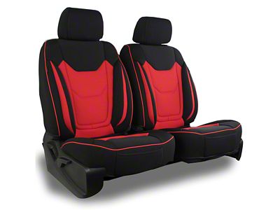 Aegis Cover Airmesh Low Back Bucket Seat Covers with Memory Foam Booster; Black/Red (08-23 Challenger)