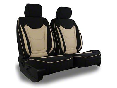 Aegis Cover Airmesh Low Back Bucket Seat Covers with Memory Foam Booster; Black/Sand (08-23 Challenger)