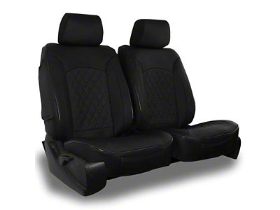 Aegis Cover Leatherette Low Back Bucket Seat Covers with Diamond Insert; Black/Black Piping (08-23 Challenger)