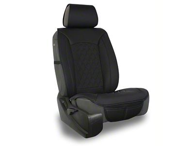 Aegis Cover Leatherette Easy Fit Wrap Low Back Bucket Seat Cover with Diamond Insert; Black/Black Piping (08-23 Challenger)