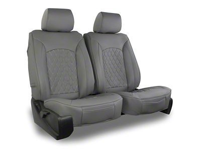 Aegis Cover Leatherette Low Back Bucket Seat Covers with Diamond Insert; Charcoal/Charcoal Piping (08-23 Challenger)