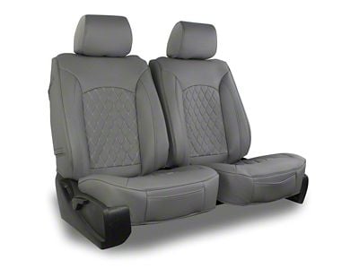 Aegis Cover Leatherette Low Back Bucket Seat Covers with Suede Diamond Insert; Charcoal/Charcoal Piping (08-23 Challenger)