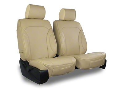 Aegis Cover Leatherette Low Back Bucket Seat Covers with Plain Insert; Sand/Sand Piping (08-23 Challenger)