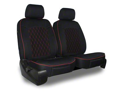 Aegis Cover Neoprene Low Back Bucket Seat Covers with Diamond Insert; Black/Red (08-23 Challenger)