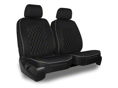 Aegis Cover Neoprene Low Back Bucket Seat Covers with Diamond Insert; Black/Silver (08-23 Challenger)