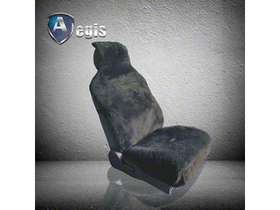 Aegis Cover Sheepskin Easy Fit Wrap Low Back Bucket Seat Cover; Charcoal (08-23 Challenger)