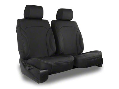 Aegis Cover Leatherette Low Back Bucket Seat Covers with Suede Plain Insert; Black/Black Piping (06-23 Charger)