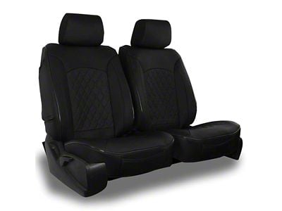 Aegis Cover Leatherette Low Back Bucket Seat Covers with Diamond Insert; Black/Black Piping (21-24 Mustang Mach-E)