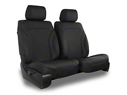 Aegis Cover Leatherette Low Back Bucket Seat Covers with Plain Insert; Black/Black Piping (21-24 Mustang Mach-E)