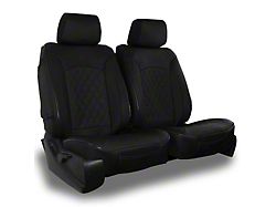 Aegis Cover Leatherette Low Back Bucket Seat Covers with Suede Diamond Insert; Black/Black Piping (21-24 Mustang Mach-E)