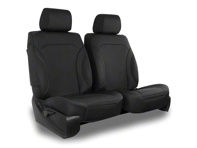 Aegis Cover Leatherette Low Back Bucket Seat Covers with Plain Insert; Black/Black Piping (Universal; Some Adaptation May Be Required)