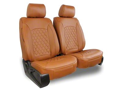 Aegis Cover Leatherette Low Back Bucket Seat Covers with Diamond Insert; Sand/Sand Piping (Universal; Some Adaptation May Be Required)