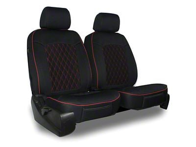 Aegis Cover Neoprene Low Back Bucket Seat Covers with Diamond Insert; Black/Red (Universal; Some Adaptation May Be Required)