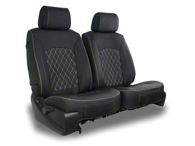 Aegis Cover Neoprene Low Back Bucket Seat Covers with Diamond Insert; Black/Silver (Universal; Some Adaptation May Be Required)