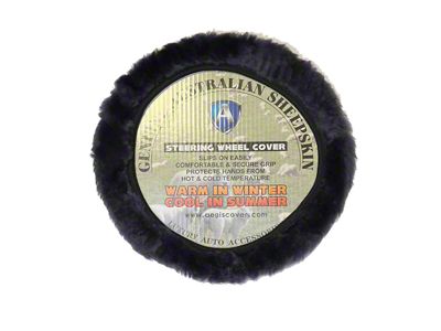 Aegis Cover Sheepskin Steering Wheel Cover; Navy (Universal; Some Adaptation May Be Required)