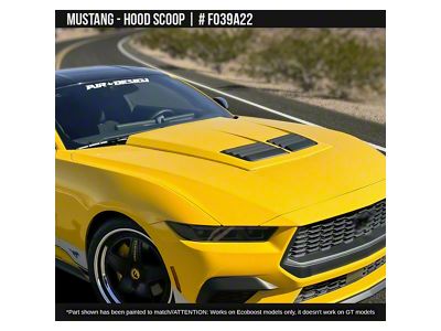 Air Design Hood Scoop; Satin Black (2024 Mustang EcoBoost)