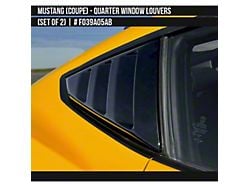 Air Design Quarter Window Louvers; Gloss Black (2024 Mustang Fastback)