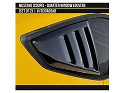 Air Design Quarter Window Louvers; Satin Black (2024 Mustang Fastback)