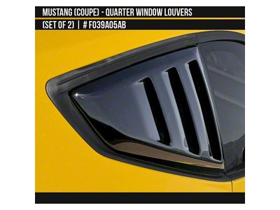 Air Design Quarter Window Louvers; Satin Black (24-25 Mustang Fastback)