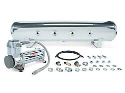 Air Lift Performance 4-Gallon Air Tank 7 Port and Viair 444c Compressor with Tank Mounting Hardware; Chrome (Universal; Some Adaptation May Be Required)