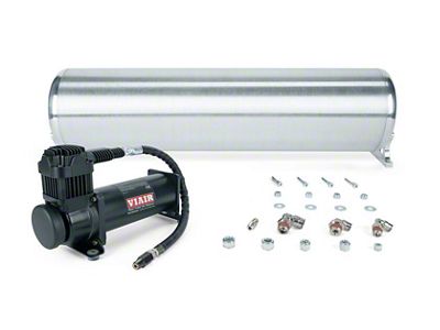 Air Lift Performance FLO Air Tank and Viair 444c Compressor with Tank Mounting Hardware; 24-Inch; Black (Universal; Some Adaptation May Be Required)