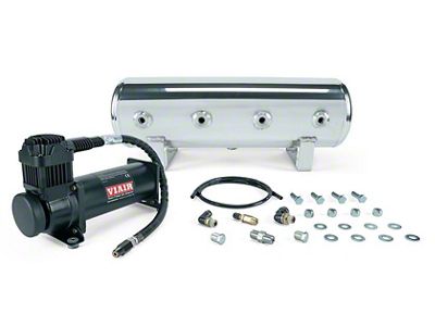 Air Lift Performance 2.50-Gallon Air Tank and Viair 444b Compressor with Tank Mounting Hardware; Black (Universal; Some Adaptation May Be Required)