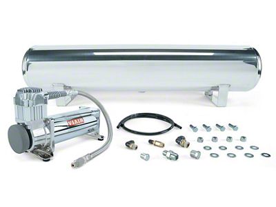 Air Lift Performance 4-Gallon Air Tank and Viair 444c Compressor with Tank Mounting Hardware; Chrome (Universal; Some Adaptation May Be Required)