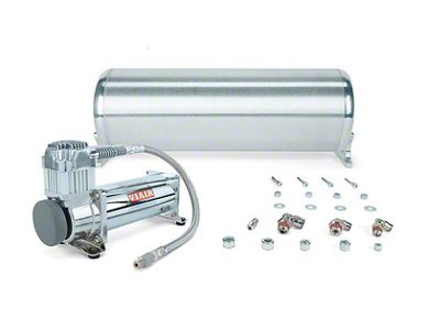 Air Lift Performance FLO Air Tank and Viair 444c Compressor with Tank Mounting Hardware; 18-Inch; Chrome (Universal; Some Adaptation May Be Required)