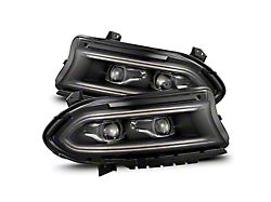 AlphaRex LUXX-Series LED Projector Headlights; Black Housing; Clear Lens (15-23 Charger w/ Factory Halogen Headlights)