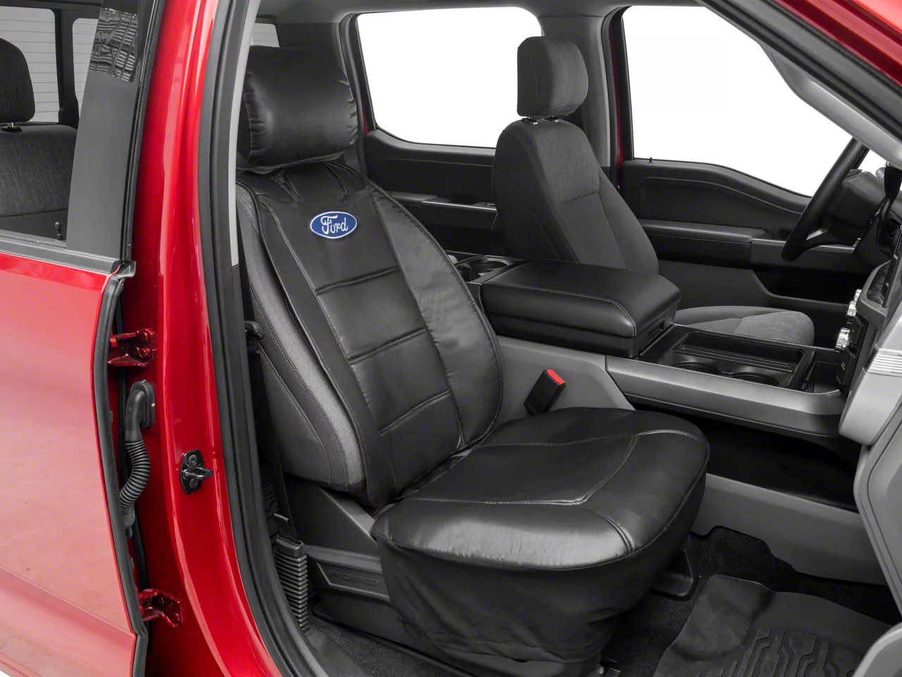 Sideless Seat Cover with Ford Logo; Black (Universal; Some Adaptation May  Be Required)