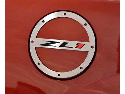 American Car Craft Gas Cap Cover with ZL1 Logo; Brushed (10-19 Camaro)